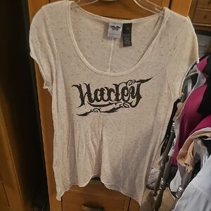 Harley-Davidson Oatmeal Scoop Neck Tee with Black Logo